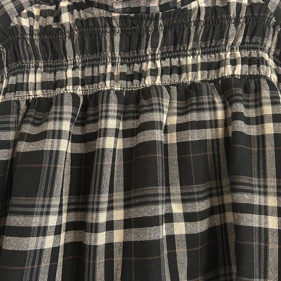 Indigo Soul Plaid Ruffle Black and Cream Size Small Long Sleeve Blouse - Picture 6 of 6